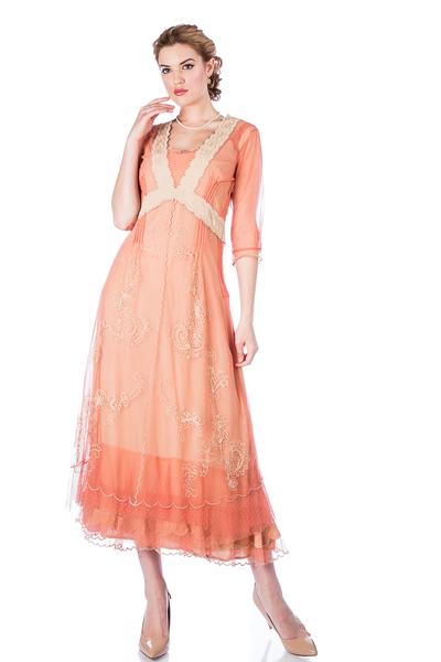 Nataya Onegin Rose/Gold Empire Waist Dress