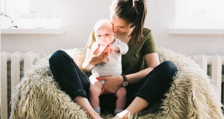 Mom holding baby