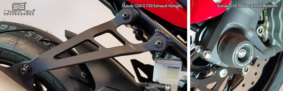 Evotech Suzuki GSX-S 750 Exhaust Hanger Spindle Bobbin Footrest Mounting Plate Motorcycle Accessories 