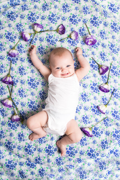 Baby Wrap Large Swaddle Blanket Soft Swaddle Blanket Newborn Baby Blanket Baby Blanket Newborn Swaddle Blue Floral Baby Swaddle
