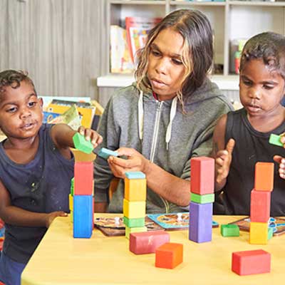 Children building with blocks