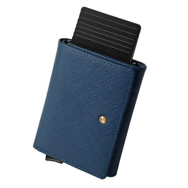 Saffiano Blue Unisex Smart Wallet / W5 (Black Edition) V2