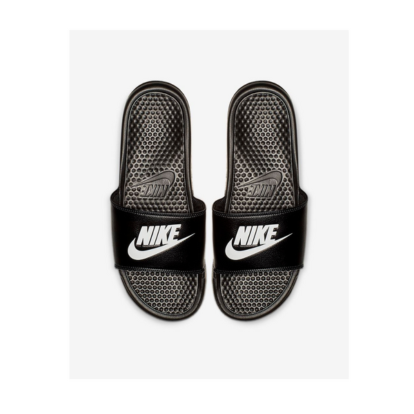 gray nike slides