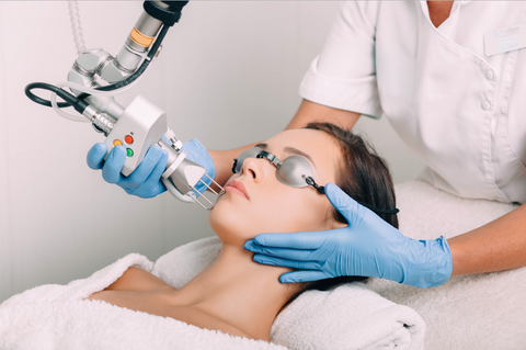 Woman receiving a facial rejuvenation procedure