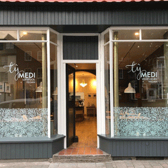 Ty Medi Cafe Machynlleth Blossom & Brush window film