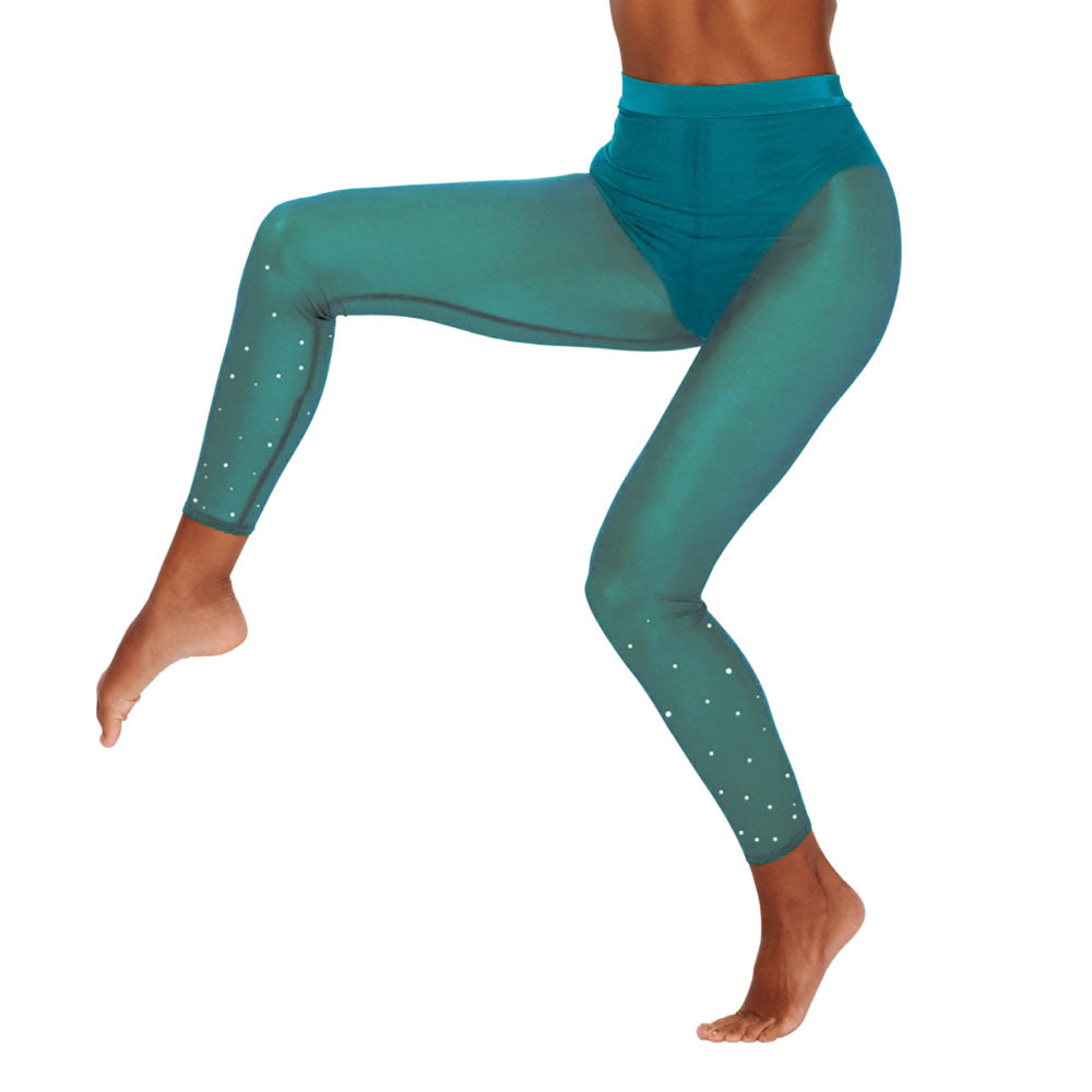 Rhinestone Mesh 9-Point Legging (Include Underwear)