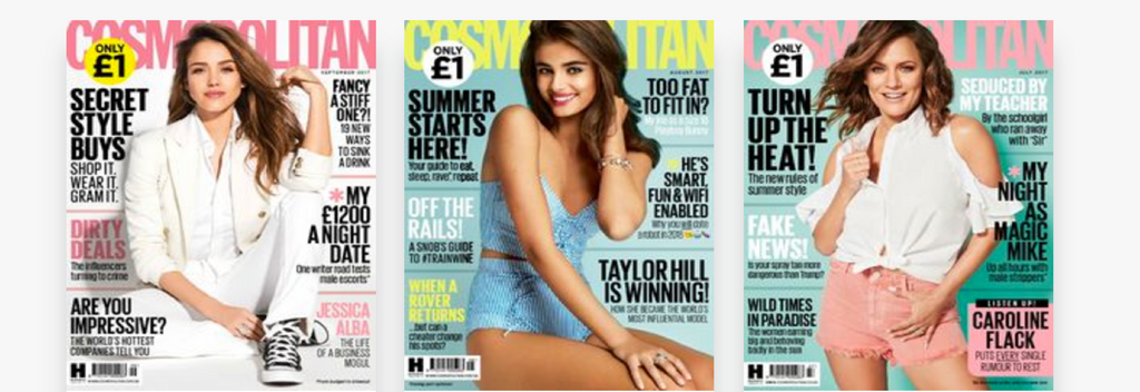 Cosmopolitan UK and Miss Monroes press 3 issues