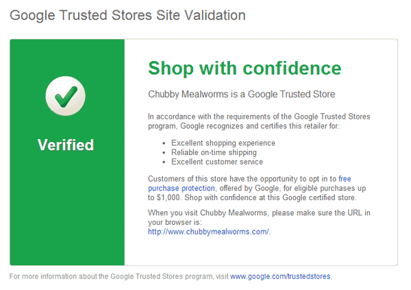 Google Trusted Store Verification