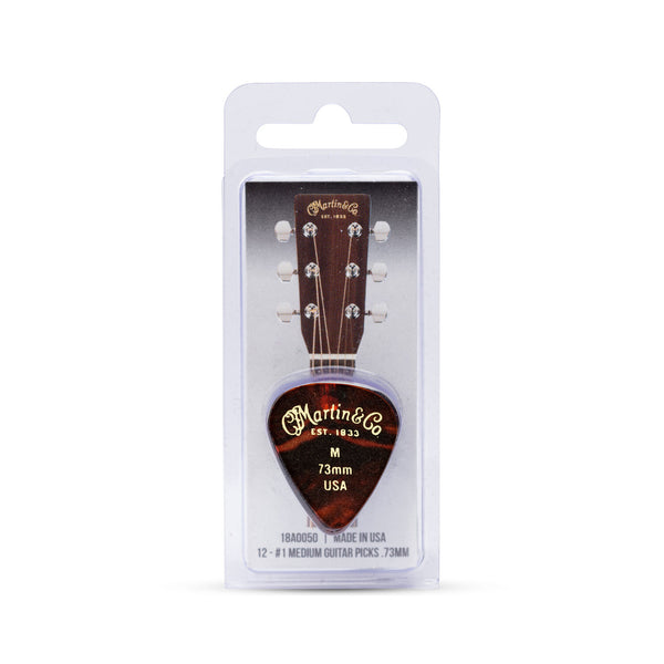 Martin 12 Piece Medium 73mm Faux Tortoise Picks - 18A0050