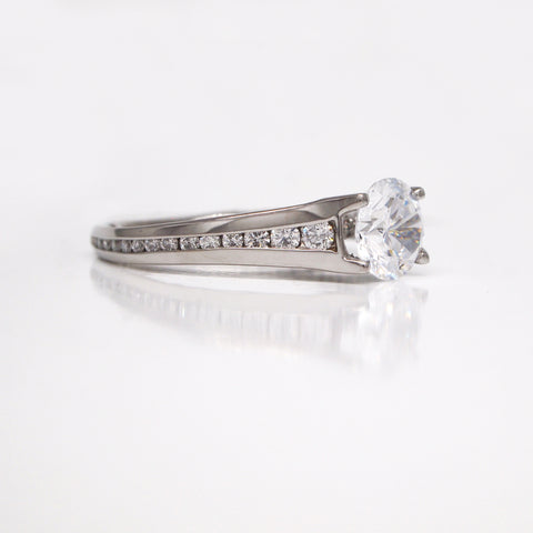 channel set diamond engagement ring