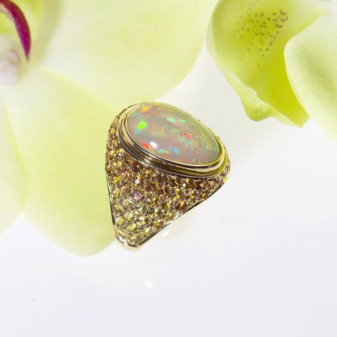 Judith Arnell custom designed opal and sapphire ring