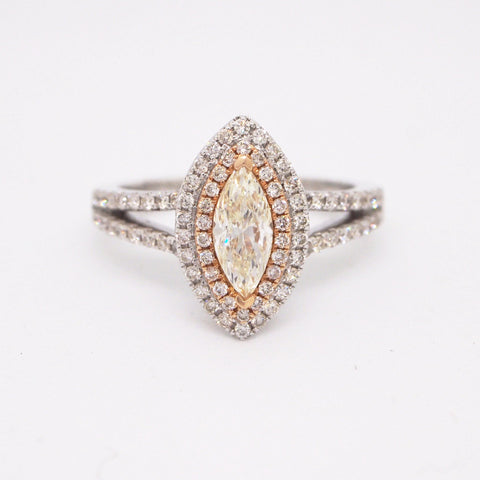 marquis double halo engagement ring