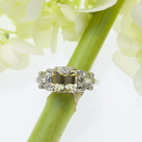 vintage style yellow diamond engagement ring