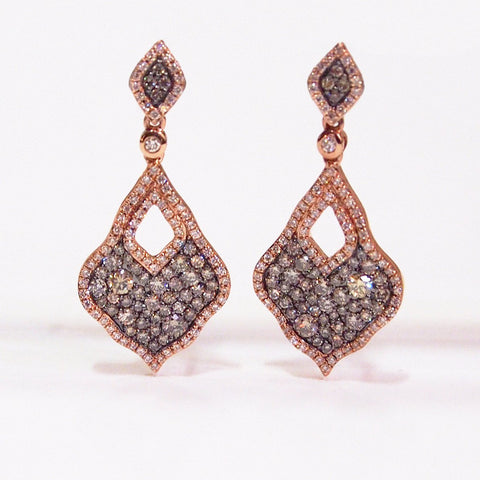 micro-pave set rose gold diamond earrings