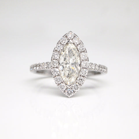 marquis diamond halo engagement ring