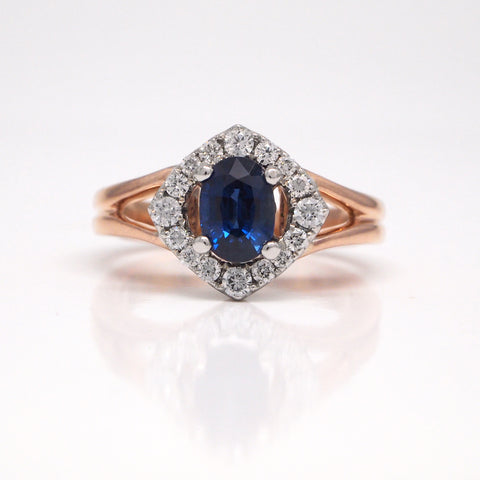 rose gold sapphire engagement ring
