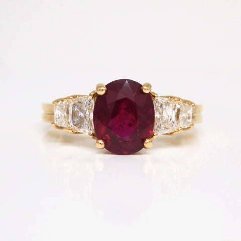 Custom Ruby and Diamond 5 Stone Ring