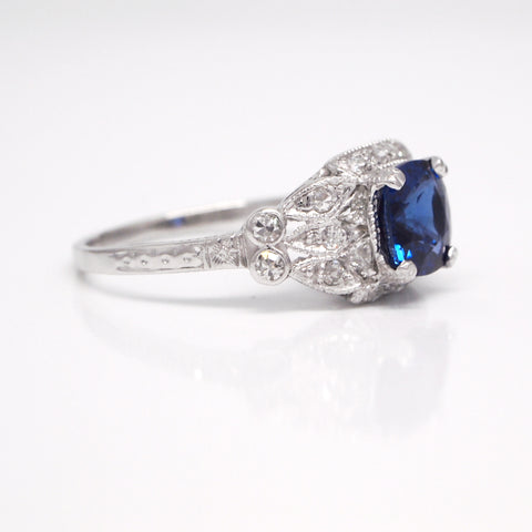 antique style sapphire engagement ring