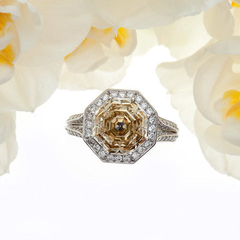 octagonal cognac diamond ring