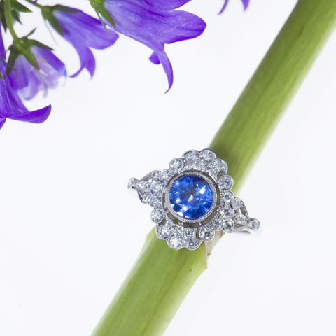 sapphire engagement ring unique halo