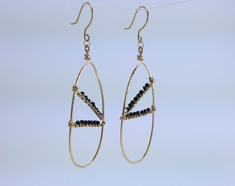 Aretha Earrings - Gold and Black Spinell Earrings