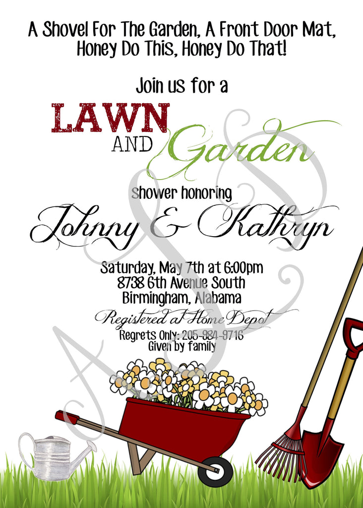 Couples Lawn And Garden Wedding Shower Invitations