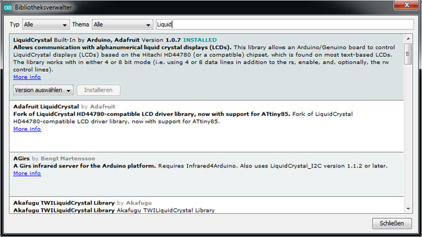 Abbildung 4: Arduino IDE - Bibliothekverwalter