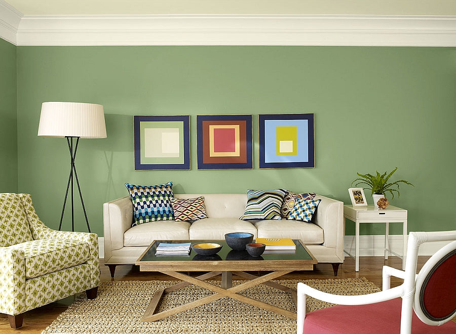 relaxing green living room