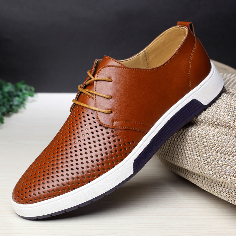 New Leather Men Breathable Casual Shoes 