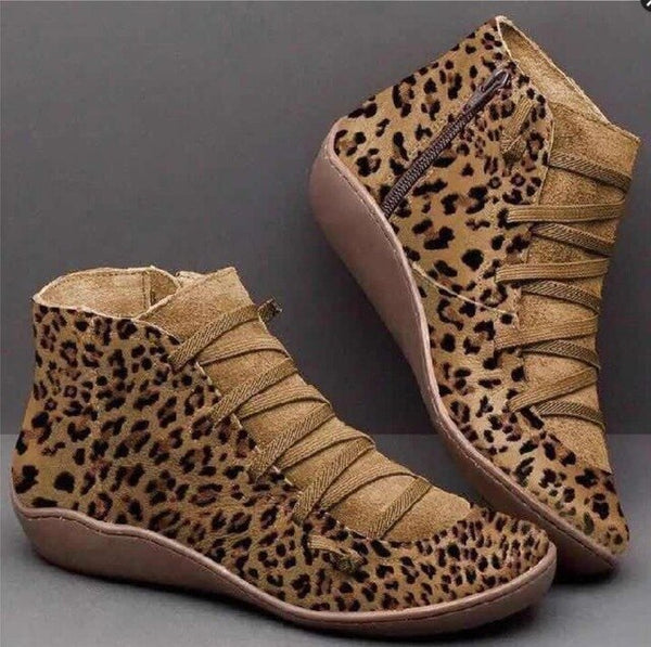 ladies leopard print ankle boots