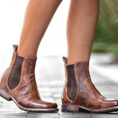 low ankle leather boots