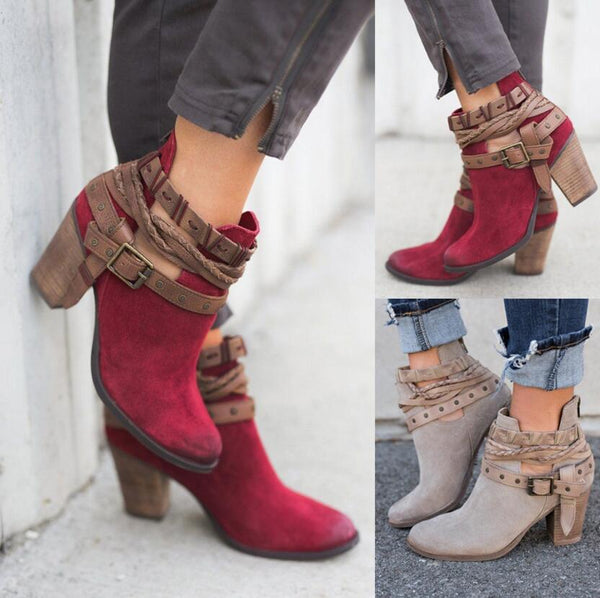 womens buckle ankle boots