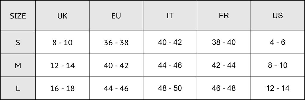 ABSOLUTE 360 Women's Tops Size Chart