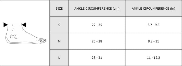 ankle support size chart