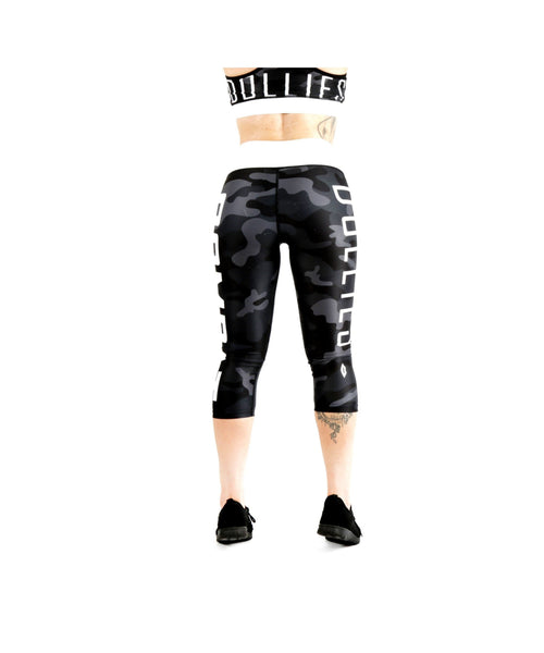 Combat Dollies Black Camo Capri Fitness Leggings-Combat Dollies-Gym Wear