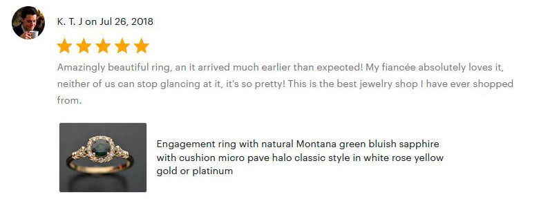 Engagement ring 5 star customer testimonial