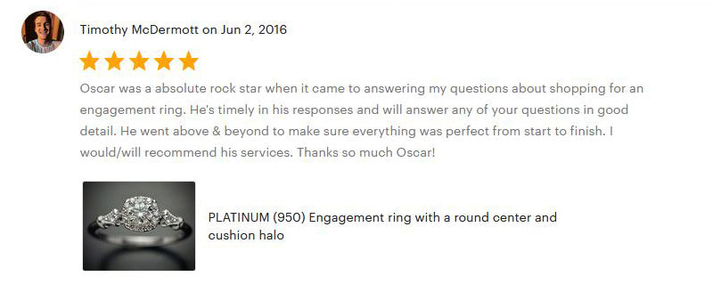 Engagement ring 5 star customer testimonial