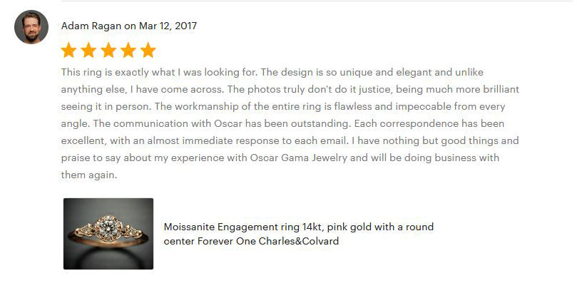 Engagement ring 5 star customer testimonial