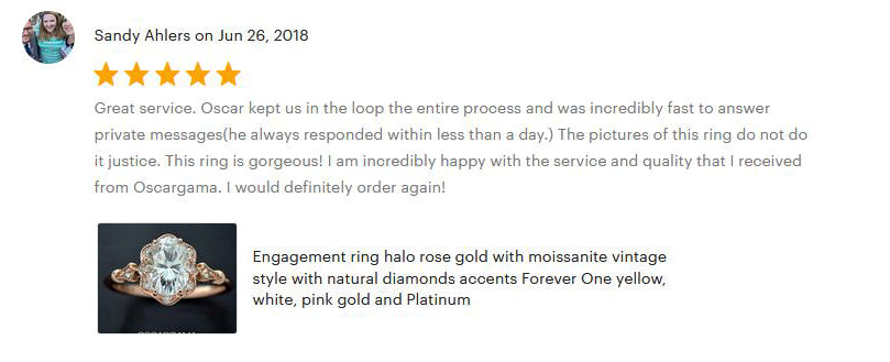 Engagement ring 5 star customer testimonial