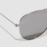 spawellnessmagazine Italic Logo Aviator Sunglasses | Silver / Smoke