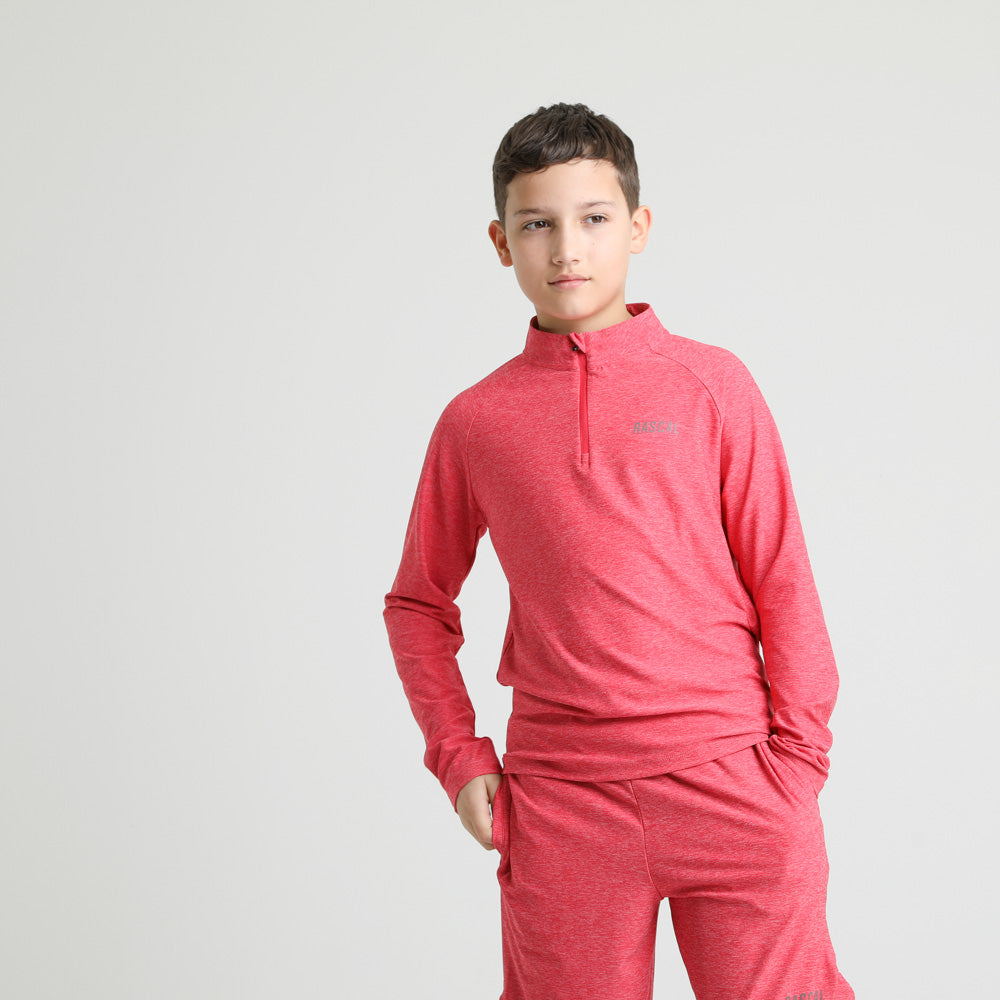 Boys Shadow LS HZ Funnel Top | Red Marl