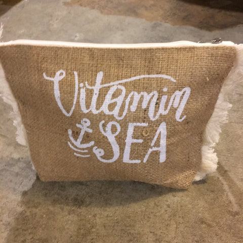 Pixie Hessian Tassel clutch Vitamin Sea