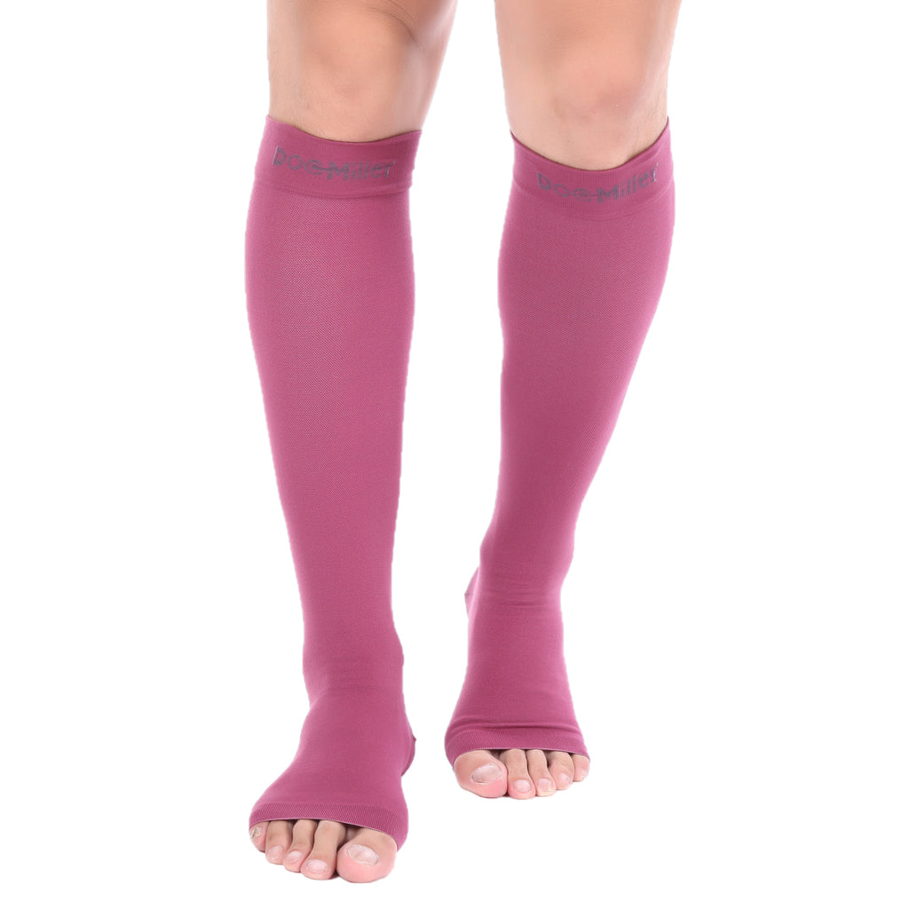 Open Toe Compression Socks 20 30 Mmhg Maroon By Doc Miller 0664