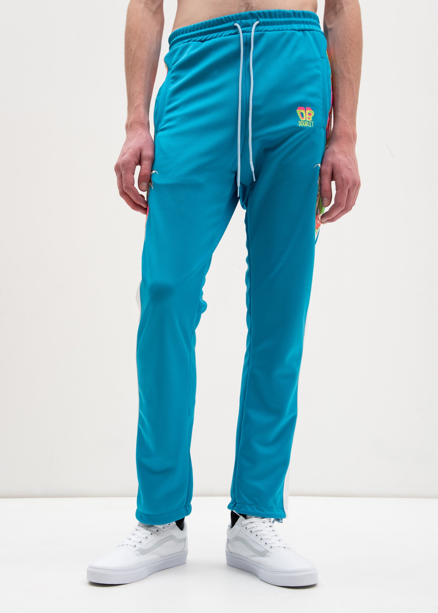 Light Blue Chaos Embroidery Track Pants