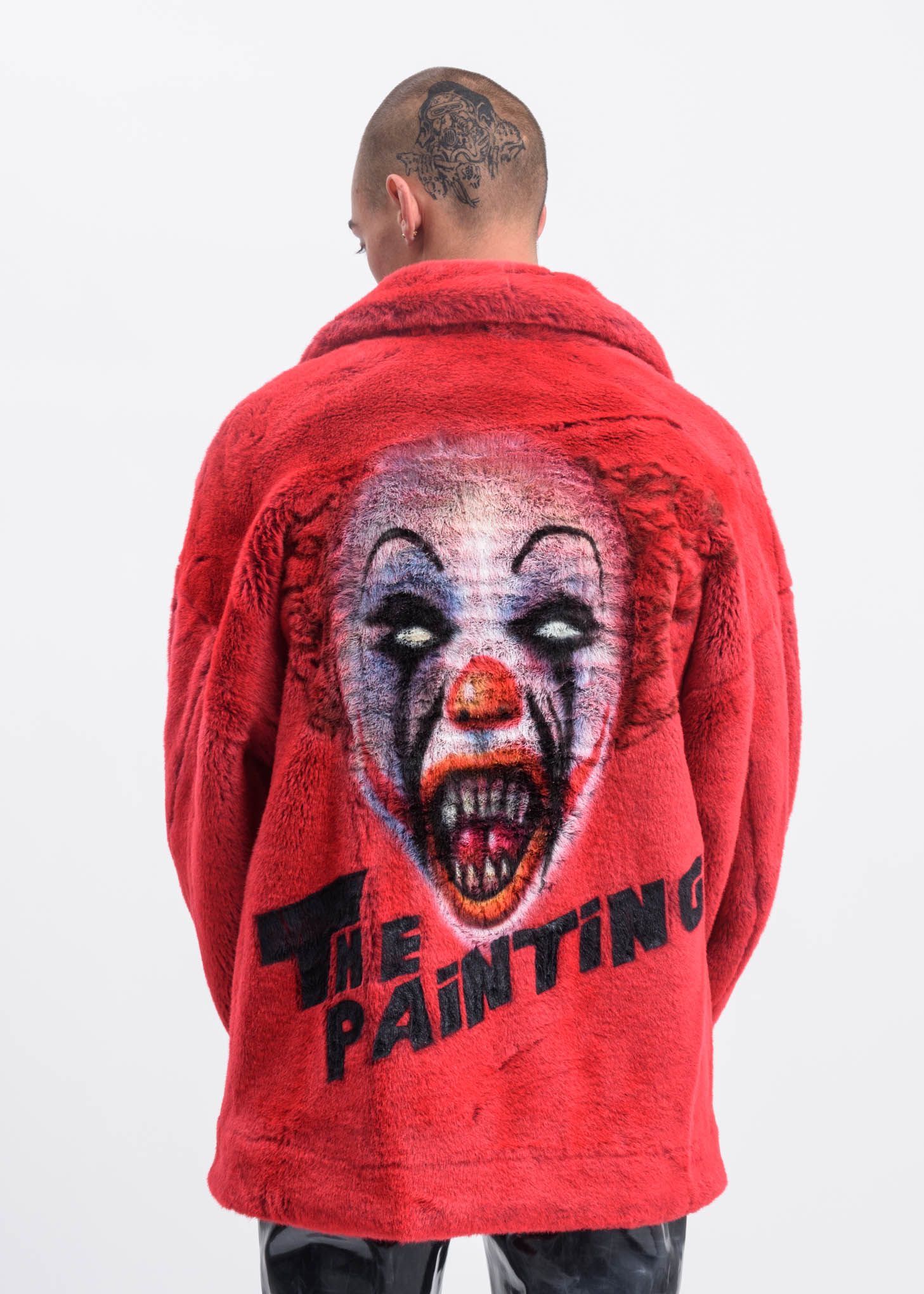 Red Hand Painted Fur Jacket