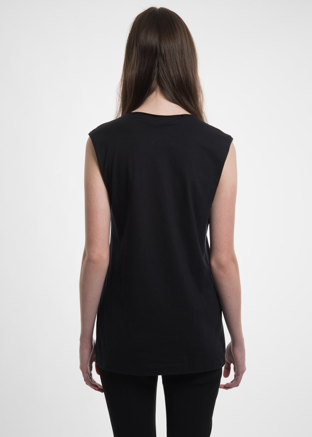 Black Raw Edge Muscle Tank