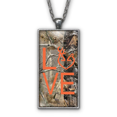 Orange Camo Love Browning Pendant Necklace Jewelry