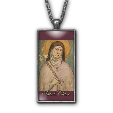 Saint Clare of Assisi Painting Religious Pendant Necklace Jewelry