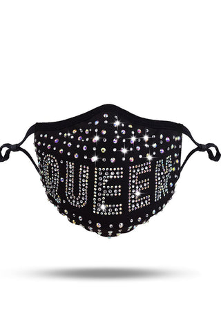 

Rhinestone Decorative Letter Black Face Mask