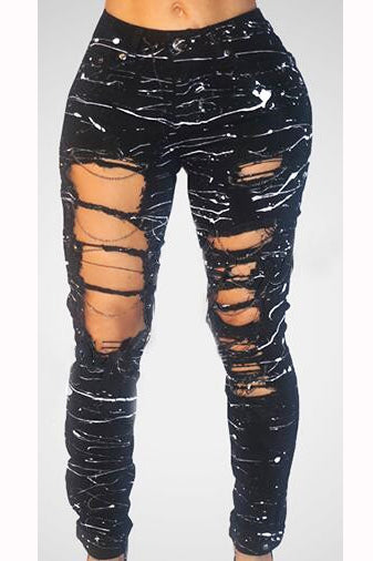 distressed paint jeans